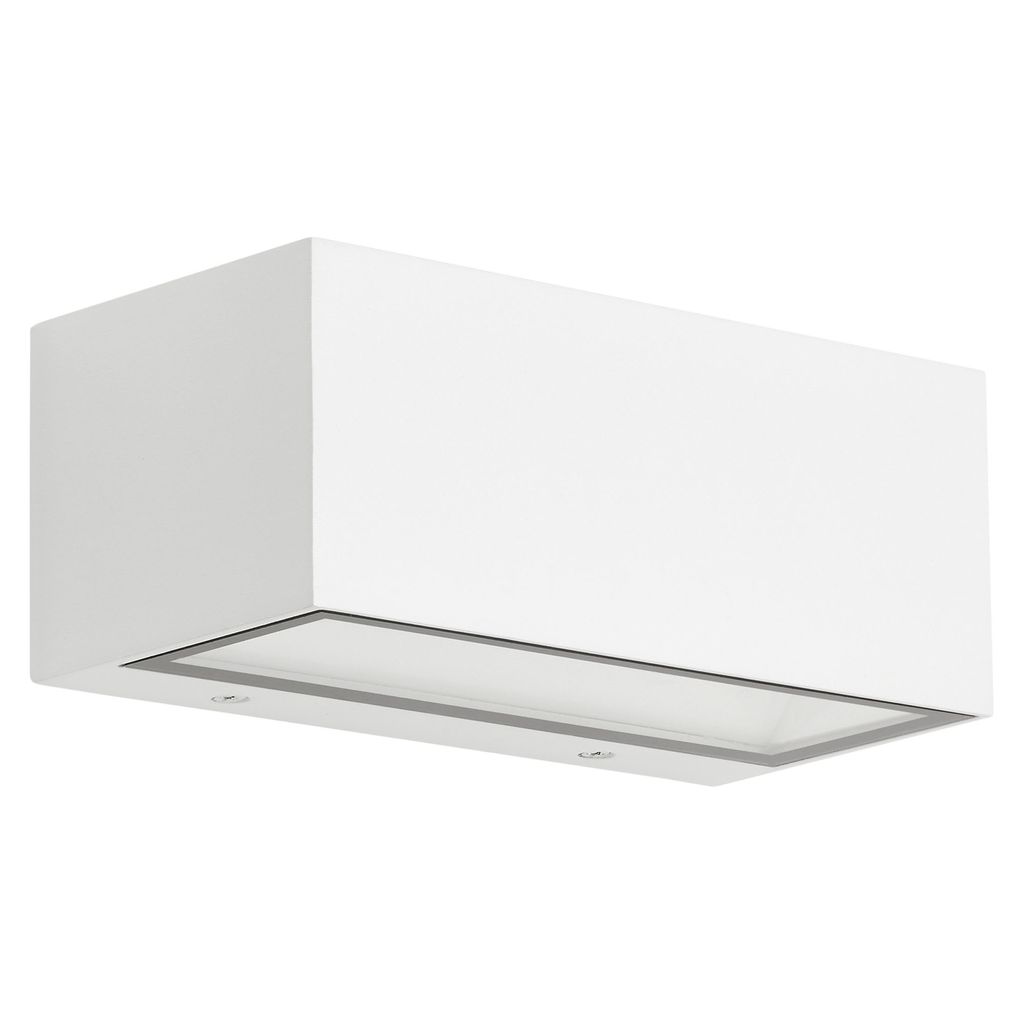 LED Außenwandleuchte Up- & Downlight 18x7x9cm - 1-flammig - Wandleuchte Hauswand Fassade Metall-Glas IP44 12W 1300lm 4.000K neutralweiße Lichtfarbe I weiß 6
