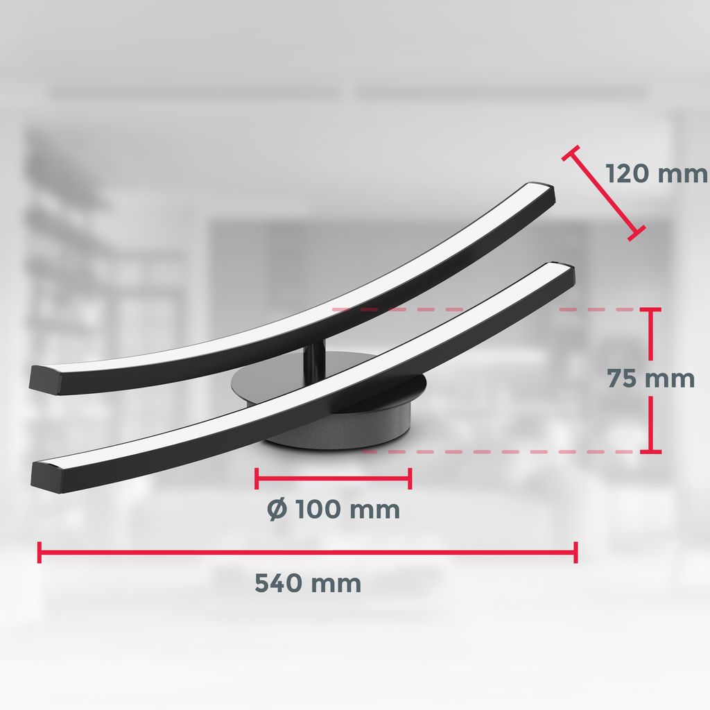 Deckenleuchte 54x12 cm - 12W. 960lm. LED. warmweiß. schwarz 8