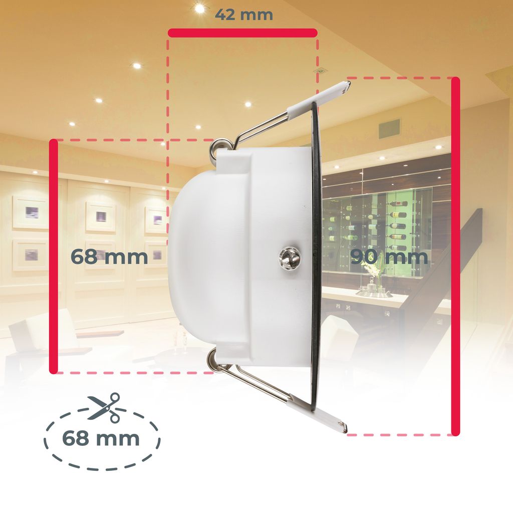 Einbaustrahler 68mm 6er Set - 230V. 4.9W. 480lm. LED. IP65. warmweiß. schwarz 4