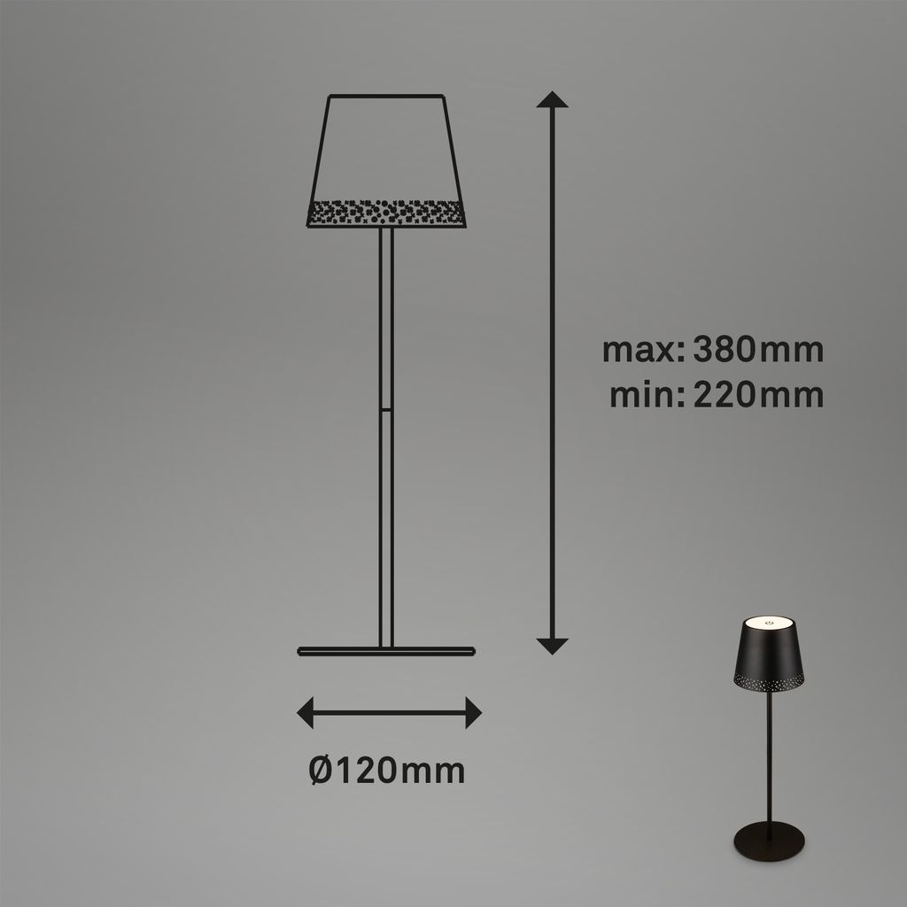 LED Akku-Tischleuchte 38 cm 2.6W 280lm schwarz 9