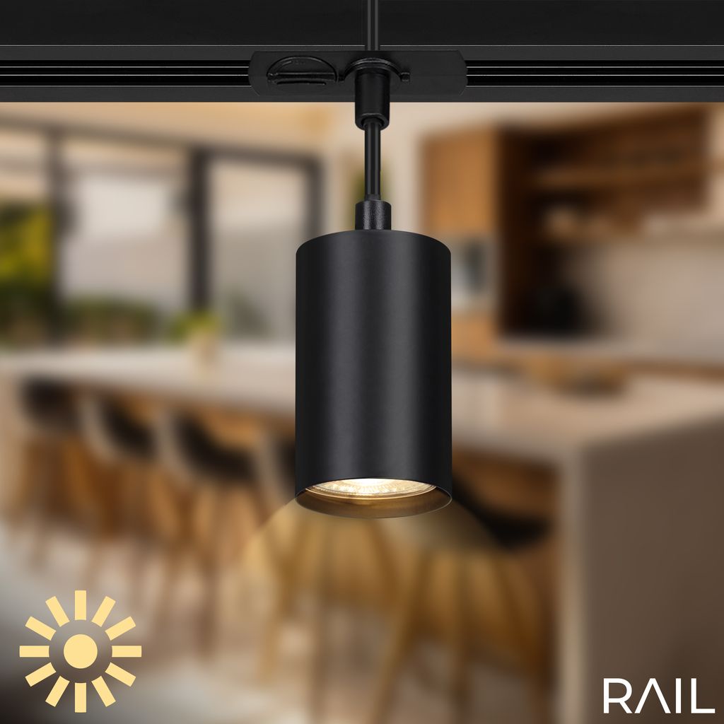 HV Track Schienensystem. Komplettset. 4x LED Pendel. Dimmbar. Einspeisung. Schwarz. 1.5 m 3