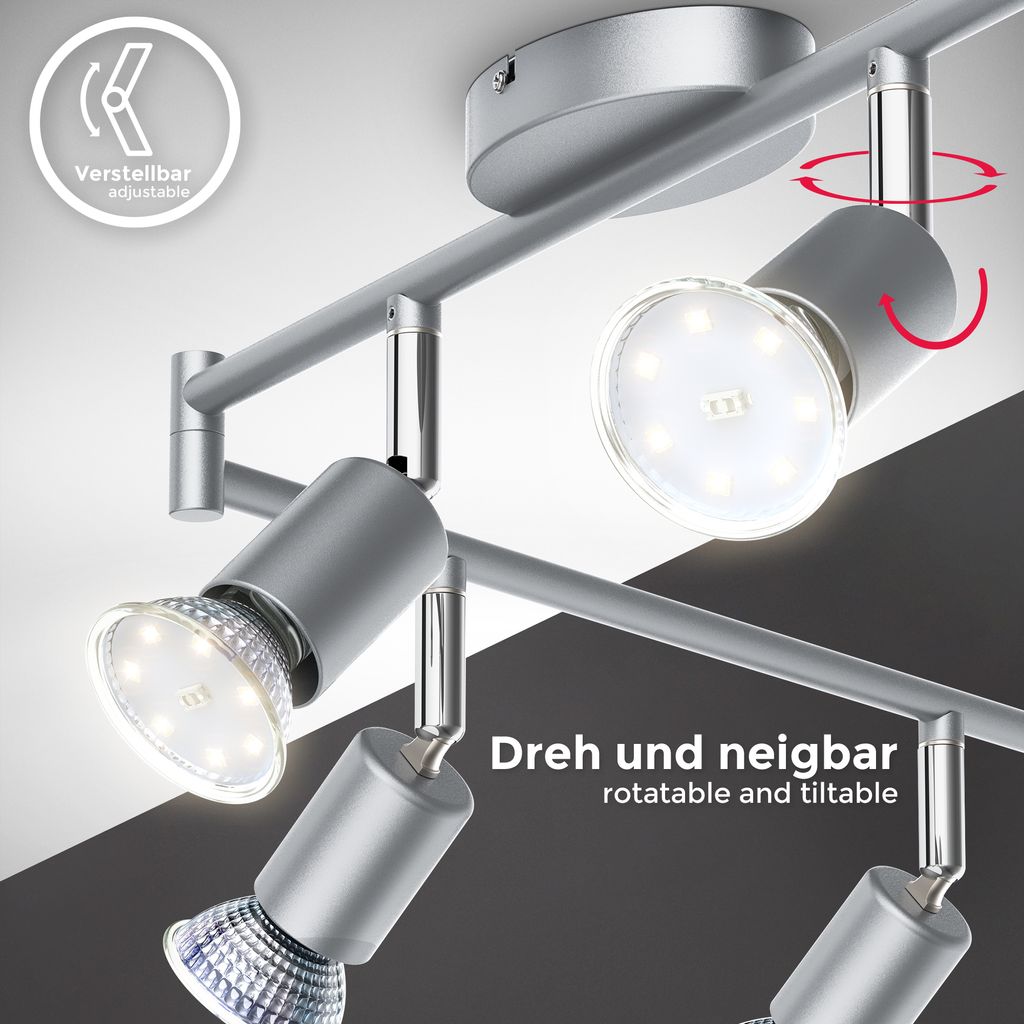 Deckenstrahler - 17.4W. 1560lm. LED. schwenkbar. GU10. warmweiß. silberfarbig 2