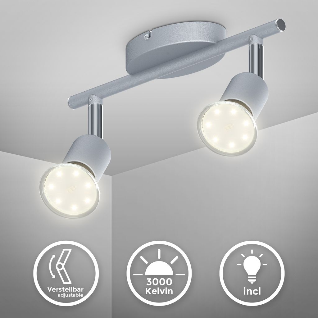 Deckenstrahler - 5.8W. 520lm. LED. schwenkbar. GU10. warmweiß. silberfarbig 1