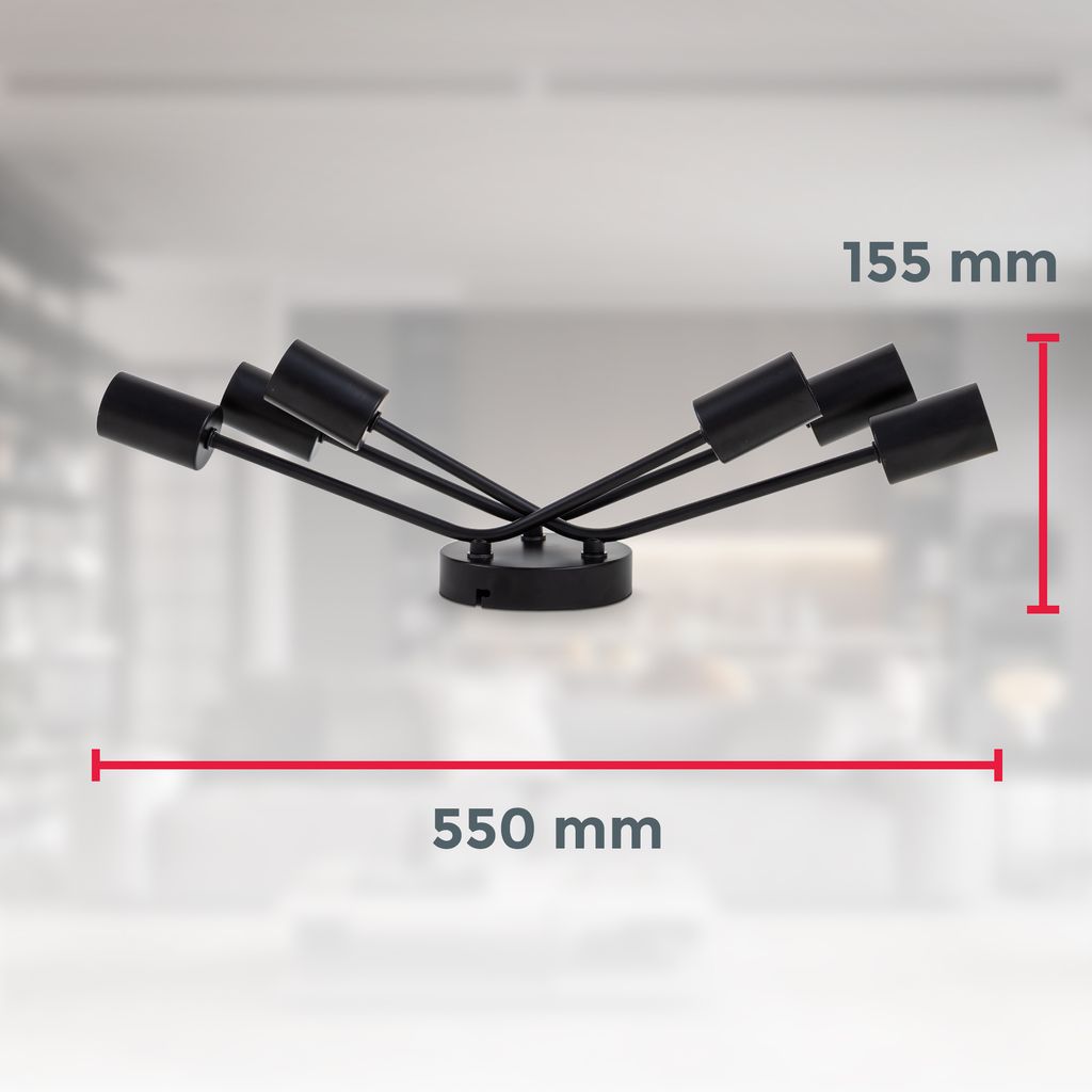 Deckenlampe Ø55 cm - E27 Fassung. 6-flammig. retro. schwarz 7