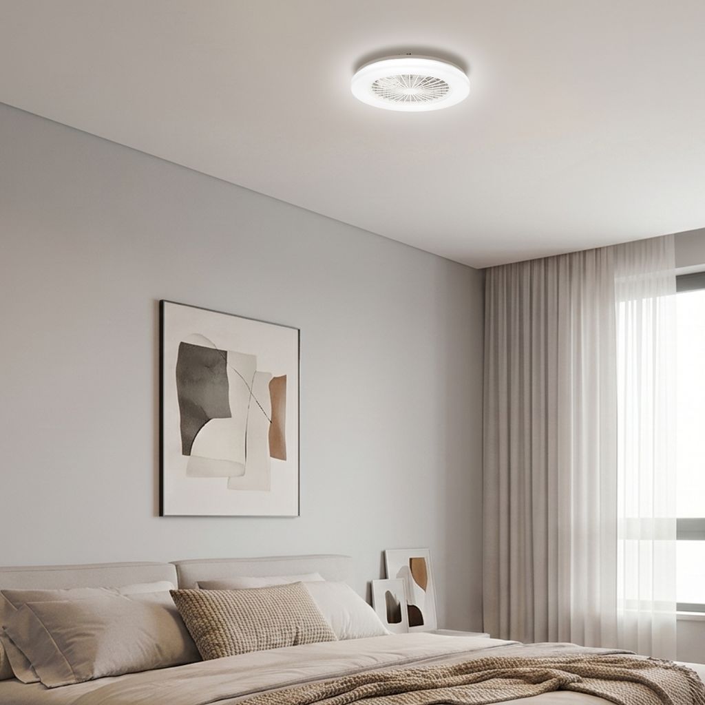 FANTI LED Deckenleuchte mit Ventilator, 5 Geschwindigkeiten, Fernbedienung, CCT Funktion, Weiß