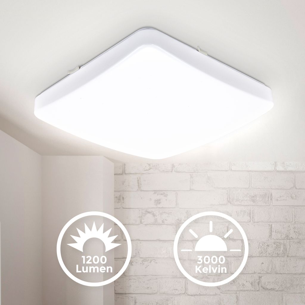 Deckenleuchte 27x27 cm - 12W. 1200lm. LED. warmweiß. weiß 1