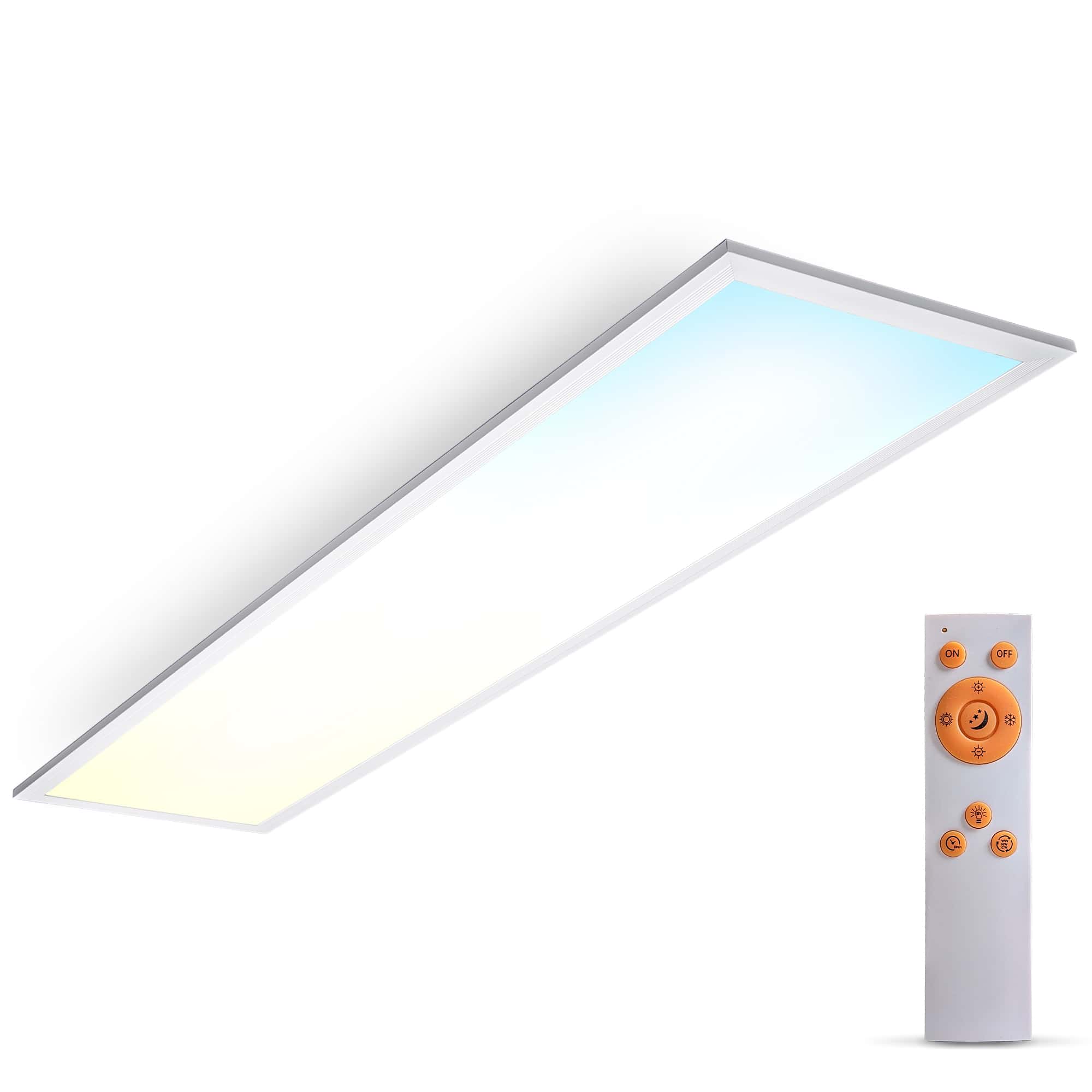 LED Panel Decke dimmbar - 100x25cm - Deckenleuchte ultra-flach 24W 2200lm CCT 3000-6500K Deckenlampe mit Fernbedienung Timer Memory & Nachtlicht | weiß - 1