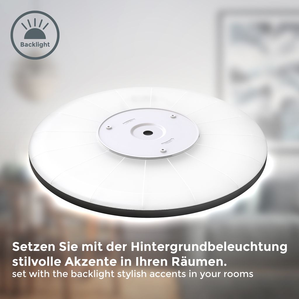 LED Panel Ø42 cm - 22W. 3000lm. flach. backlight. neutralweiß. schwarz 2