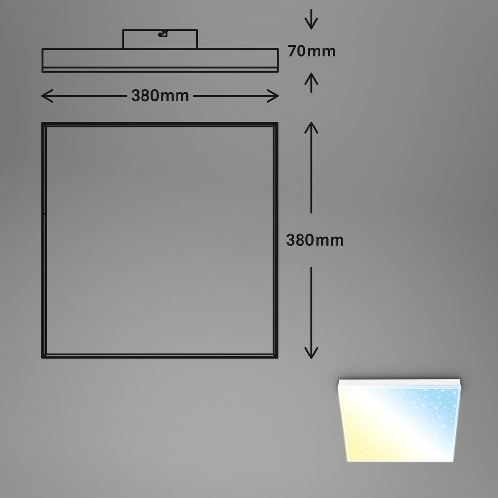 CCT LED Panel dimmbar 38x38 cm - Rahmenlos. Sternenhimmel. 2300 lm. 22W. 30006500K. Fernbedienung. weiß 7