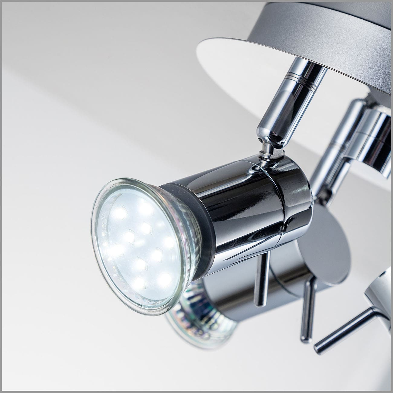 LED Bad-Deckenspot Ø16,5cm - 4-flammig - Badezimmer-Lampe IP44 230V GU10 9W 750lm warmweiß | Chrom - 5