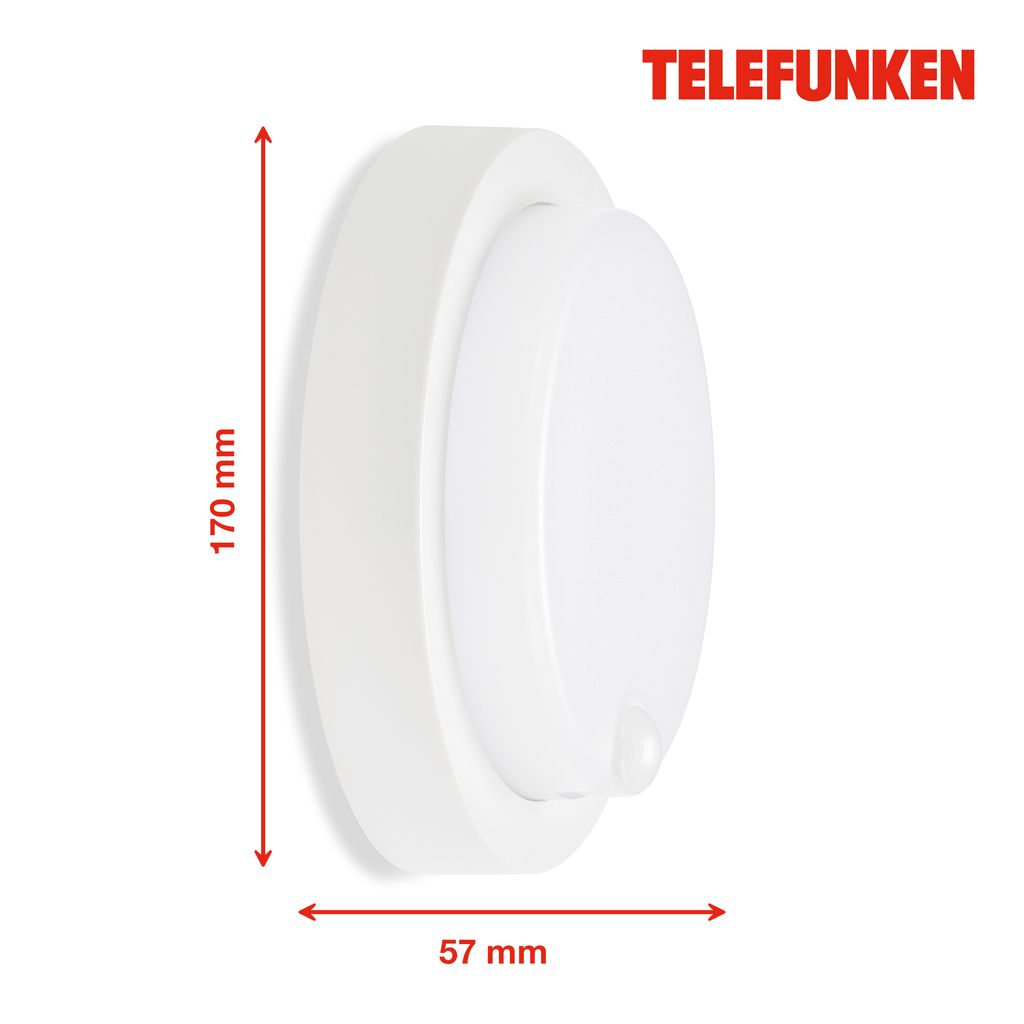 LED Sensor Außenwandleuchte Ø 17 cm 12 W Weiß 20