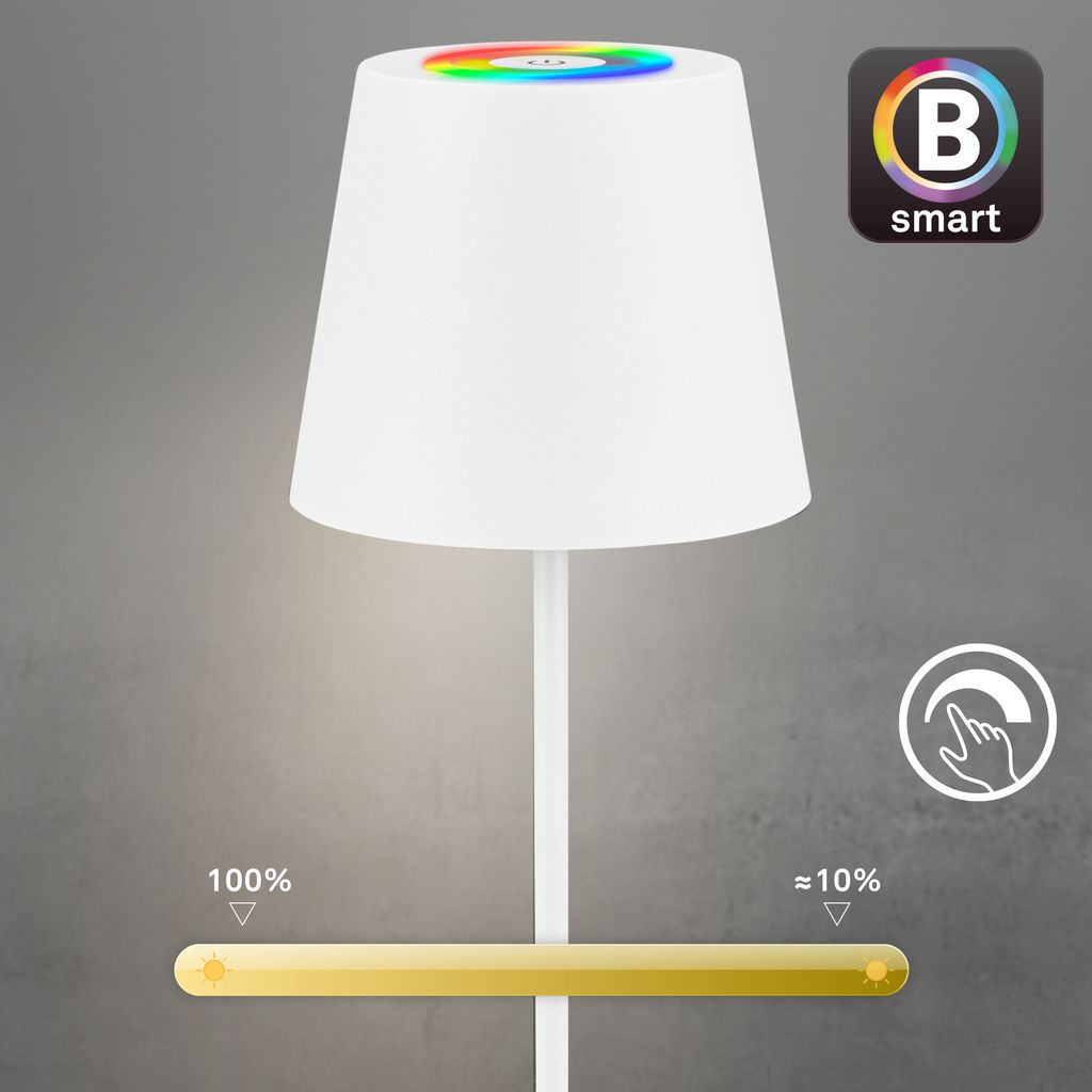 LED Akku-Tischlampe 36cm - kabellos. Smart. Dimmbar. 300 Lumen. 3.5W. 2700K warmweiß. weiß 8