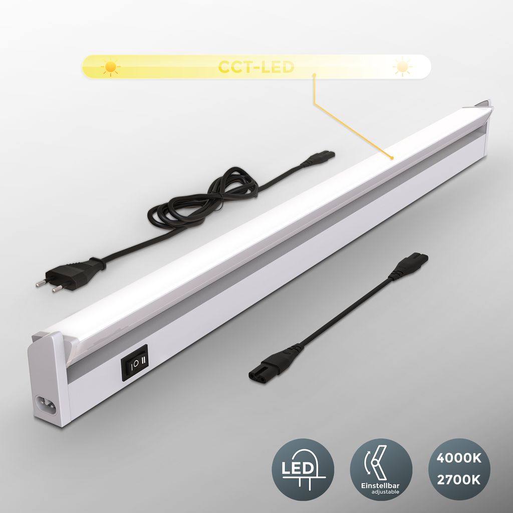 Unterbauleuchte - 6,8W, 740lm, LED, Stecker, erweiterbar, CCT, silber