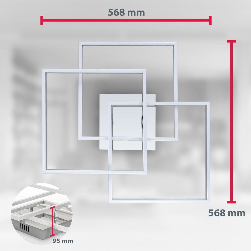 Deckenlampe 57x57 cm - 40W. 4000lm. LED. warmweiß. silberfarbig 4