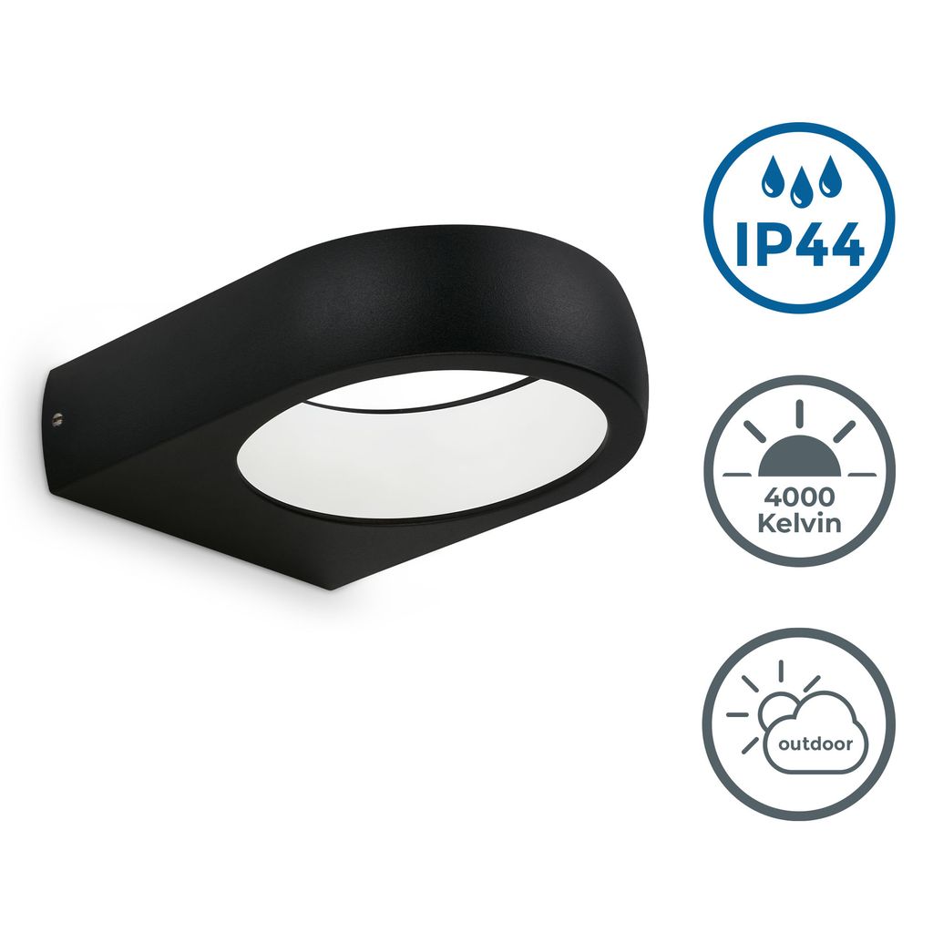 LED Wandleuchte Außen Up & Down - 1-flammig - Wandlampe 230V Bad 17.5x14.5 cm IP44 inkl Leuchtmittel 7.5W 680lm 4000K neutralweiße Lichtfarbe Hauswand Fassade I schwarz 1