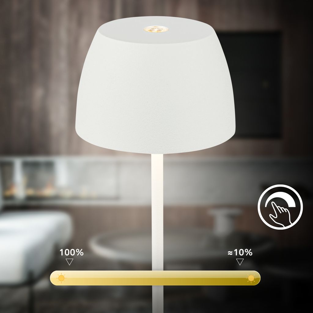 2er Set Briloner Serina Mini Mini LED Tischlampe kabellos IP44. Dimmbar. Touch. Spritzwasserschutz. Kabellos. Weiß. Ø8 x 20 cm 4