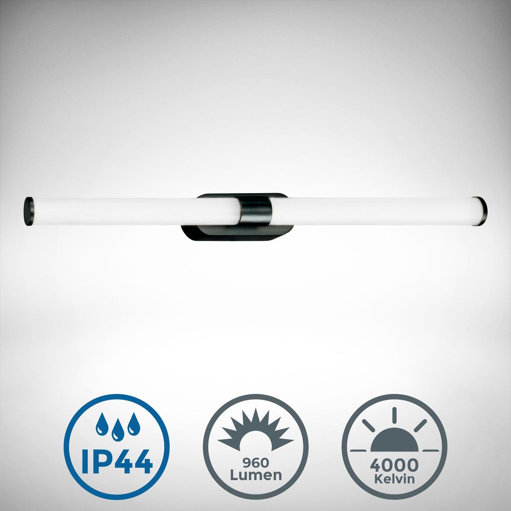 Spiegelleuchte - 9W. 920lm. LED. IP44. 55cm. neutralweiß. schwarz 1