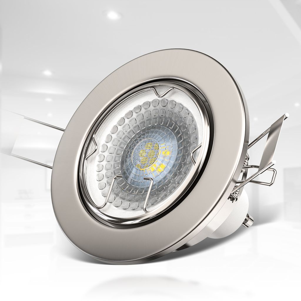 Einbauspot 6er Set 68mm Lochmaß - GU10. 5.5W. 400lm. LED. dimmbar. warmweiß. matt-nickel 7