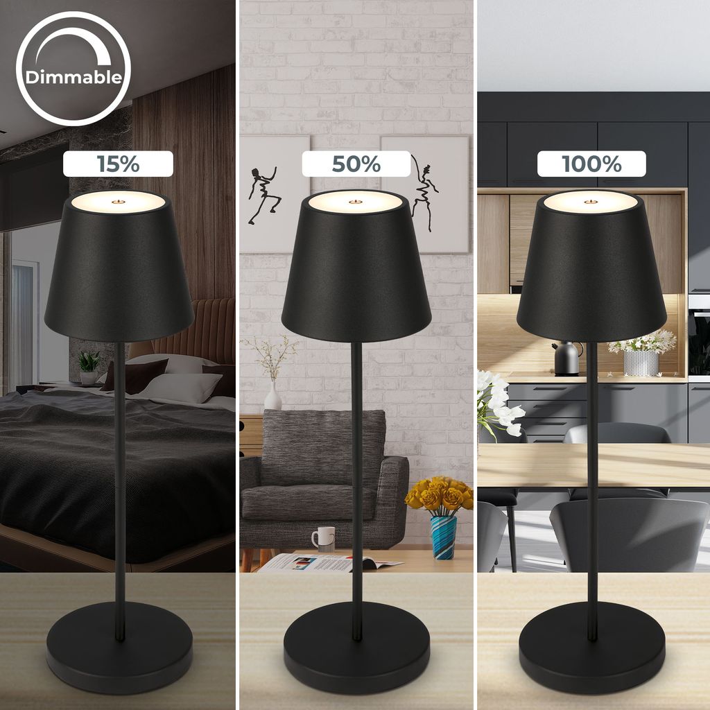 Tischlampe - 2.6W. 240lm. kabellos. led. dimmbar. warmweiß. schwarz 6