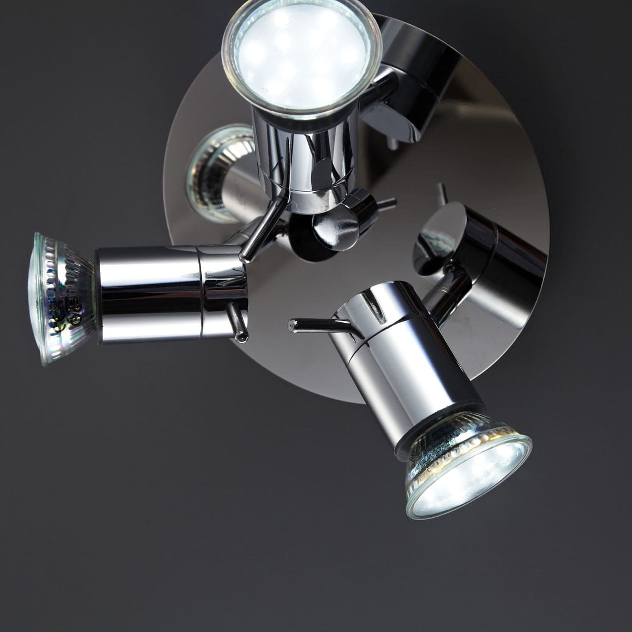 LED Bad-Deckenspot Ø16,5cm - 4-flammig - Badezimmer-Lampe IP44 230V GU10 9W 750lm warmweiß | Chrom - 4