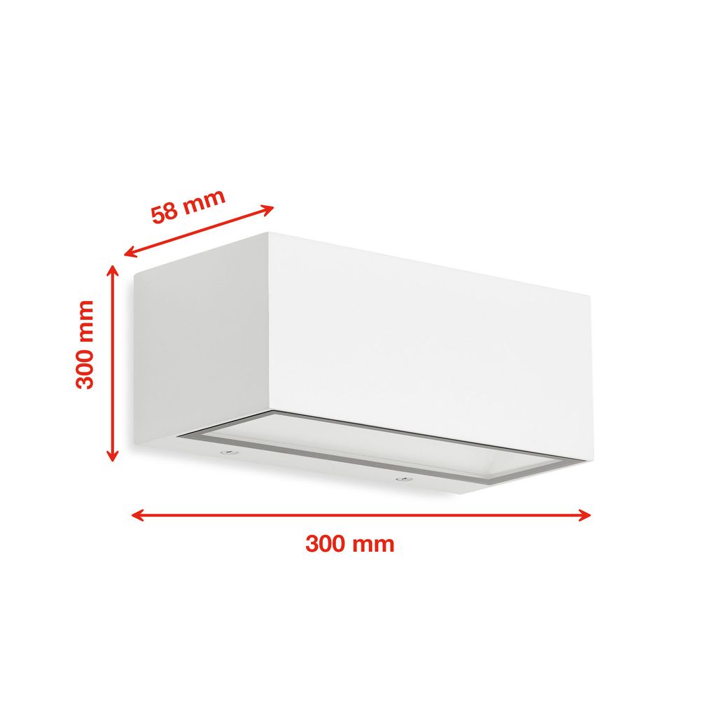 LED Außenwandleuchte Up- & Downlight 18x7x9cm - 1-flammig - Wandleuchte Hauswand Fassade Metall-Glas IP44 12W 1300lm 4.000K neutralweiße Lichtfarbe I weiß 7