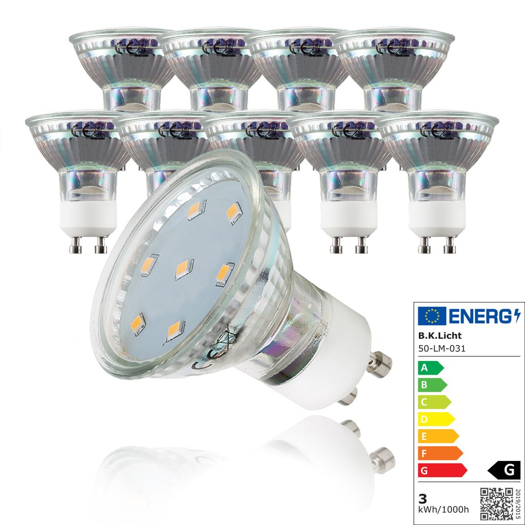 LED Leuchtmittel GU10 10er Set - 3W. 250lm. 3000K. klar 8