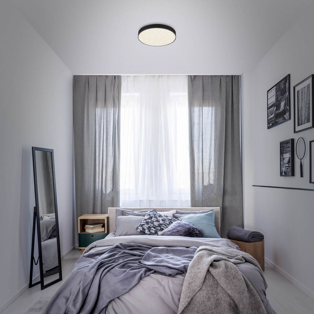 LED Aufbauleuchte rahmenlos Sternenhimmel 21 W schwarz Metall Ø28.7cm Briloner 5