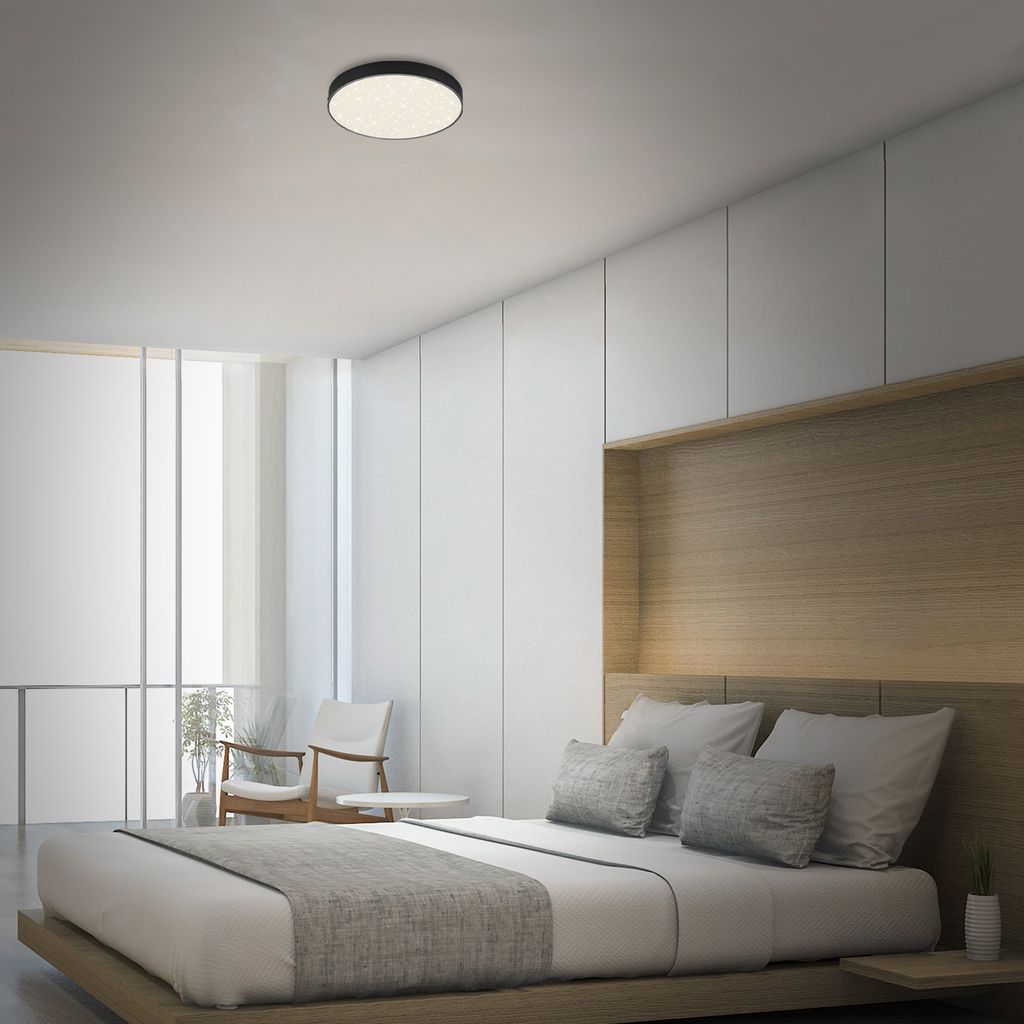 LED Aufbauleuchte rahmenlos Sternenhimmel 21 W schwarz Metall Ø28.7cm Briloner 4