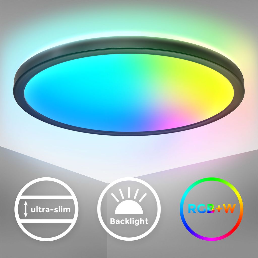 LED Panel 29 cm - 15W. 1850lm. dimmbar. Fernbedienung. RGBW. schwarz 1