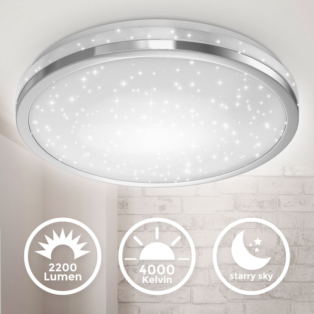 Deckenleuchte Ø38 cm - 24W. 2200lm. LED. Sternenhimmel. neutralweiß. chromfarbig 1