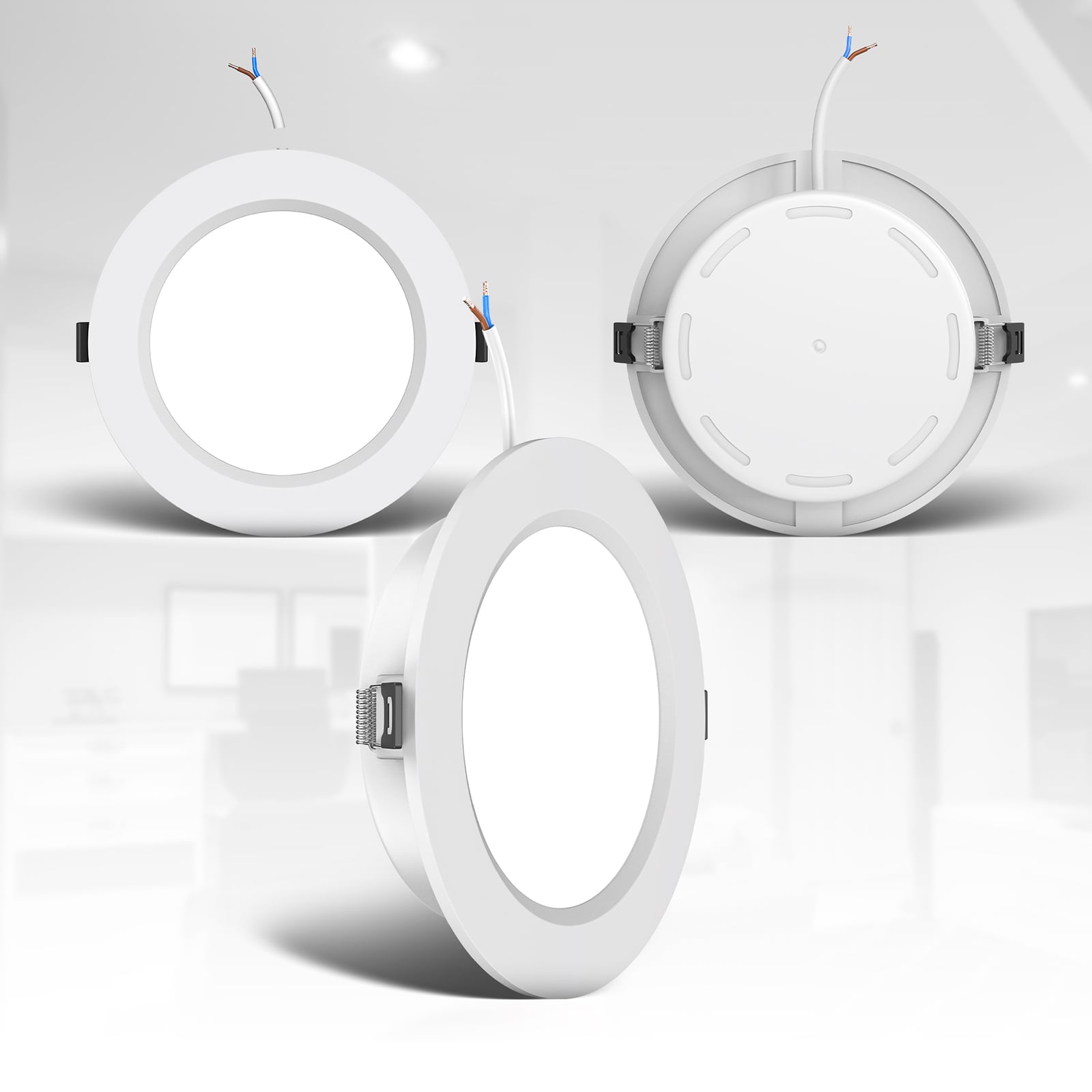 LED Einbaustrahler Bad 117mm - 6er SET - Einbauleuchten IP44 spritzwassergeschützt ultra-flach 25mm 230V 6W 510lm warmweißes Licht Badezimmer Küche | Weiß - 8