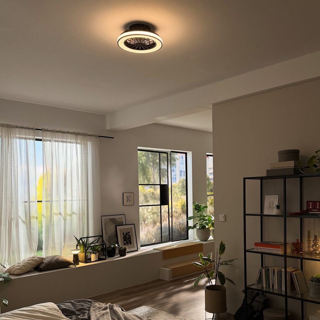 Venturo Deckenventilator mit Beleuchtung - 24W, 2600lm, 5 Geschwindkeiten, CCT, Dimmbar, Schwarz