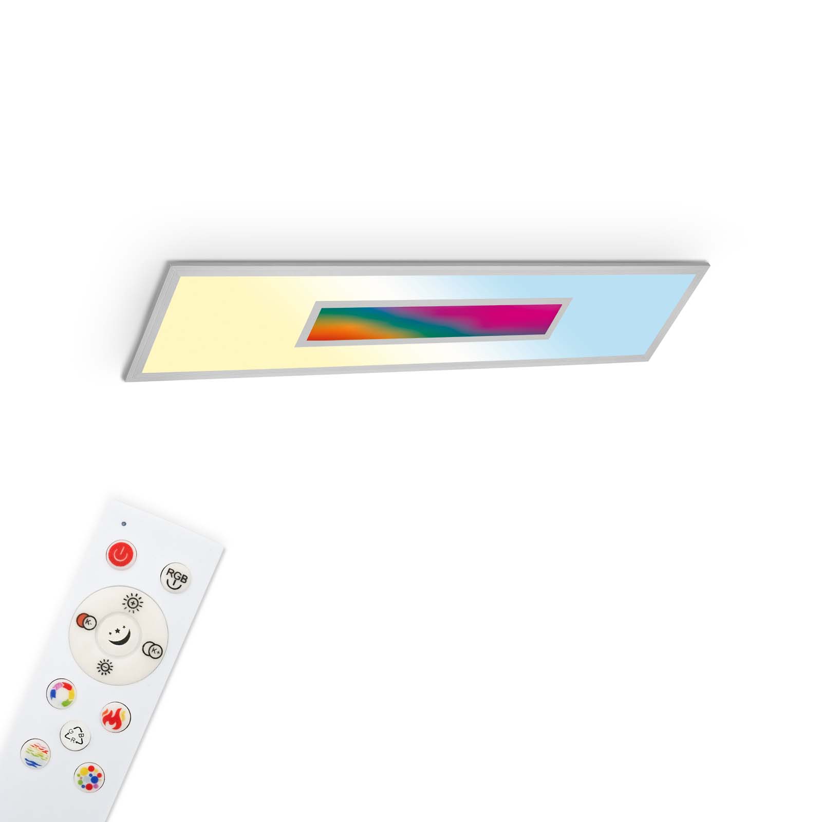 LED Decken-Panel dimmbar - 119,5x29,5cm - Deckenleuchte flach 65mm 38W 3600lm RGB CCT 3000–6500K Deckenlampe mit Fernbedienung Timer Memory Büro Wohnzimmer | silber - 9