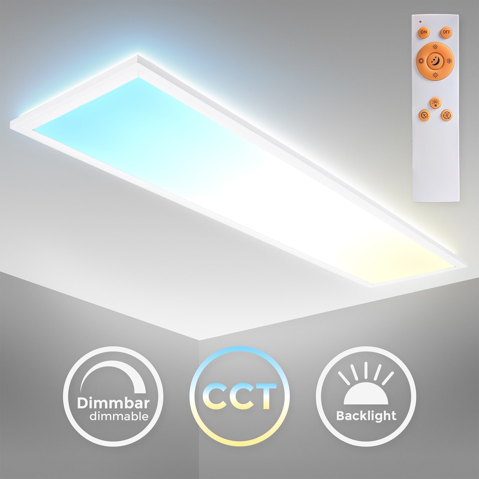 LED Panel CCT, 119,5x29,5cm, Backlight, weiß, dimmbar, Fernbedienung - 3