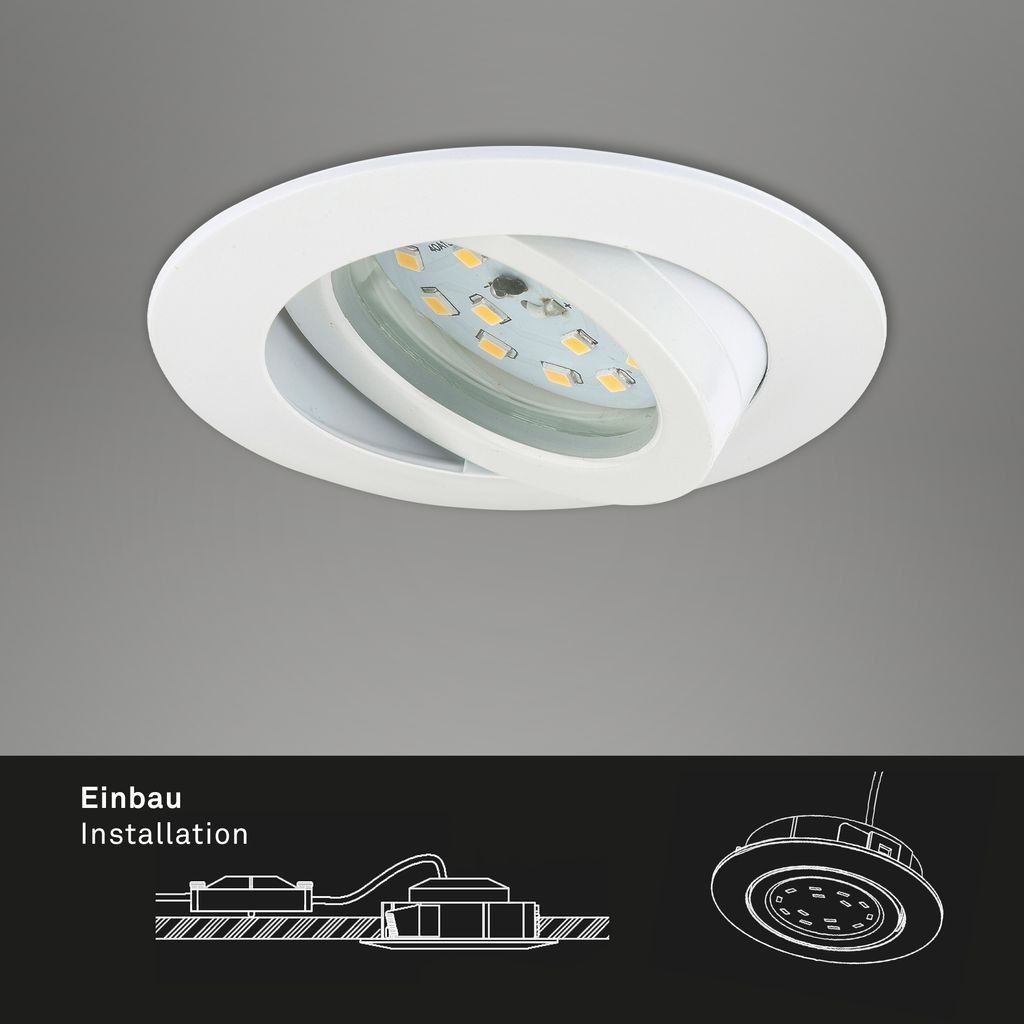 3er Set LED Einbauleuchte. Ø 8.2 cm. 6.5 W. Weiß 6