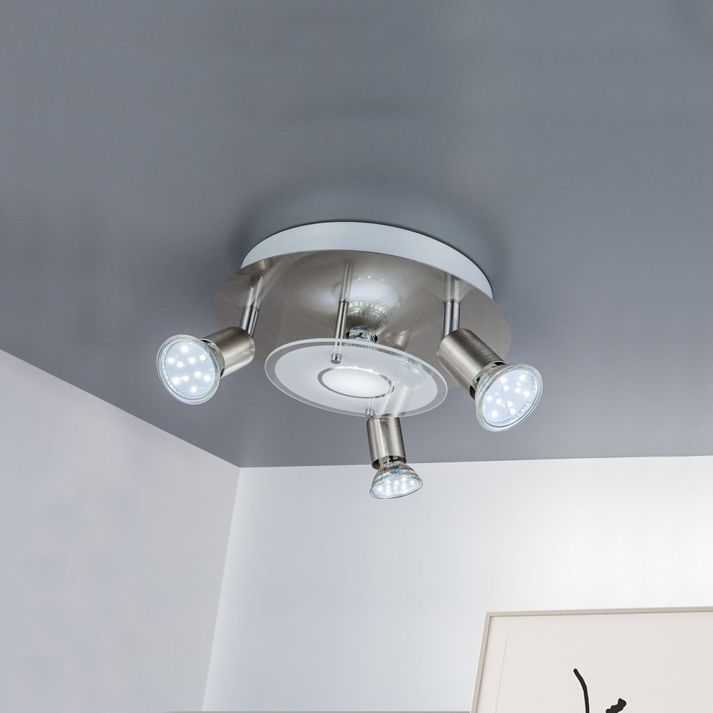 Deckenleuchte Ø25 cm - 12W. 1000lm. LED. schwenkbar. warmweiß. matt-nickel 4