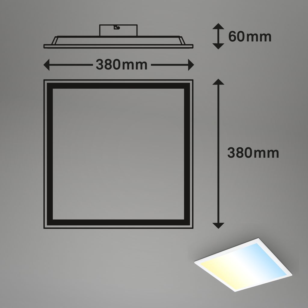 LED Panel CCT Deckenleuchte Deckenpanel Fernbedienung dimmbar 38x38cm  Briloner 7
