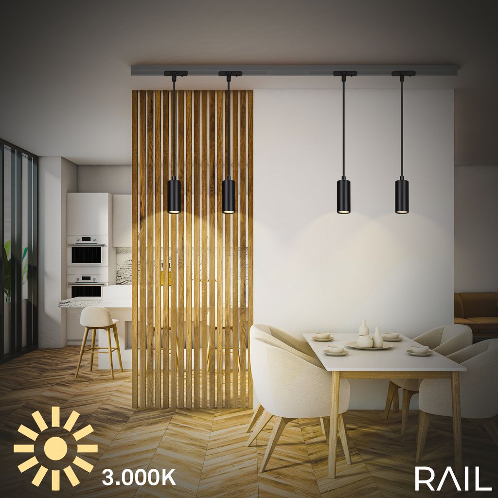 HV Track Schienensystem. Dimmbar. Kombinierbar. Zubehör. Schwarz. Ø4 x 10 cm 7