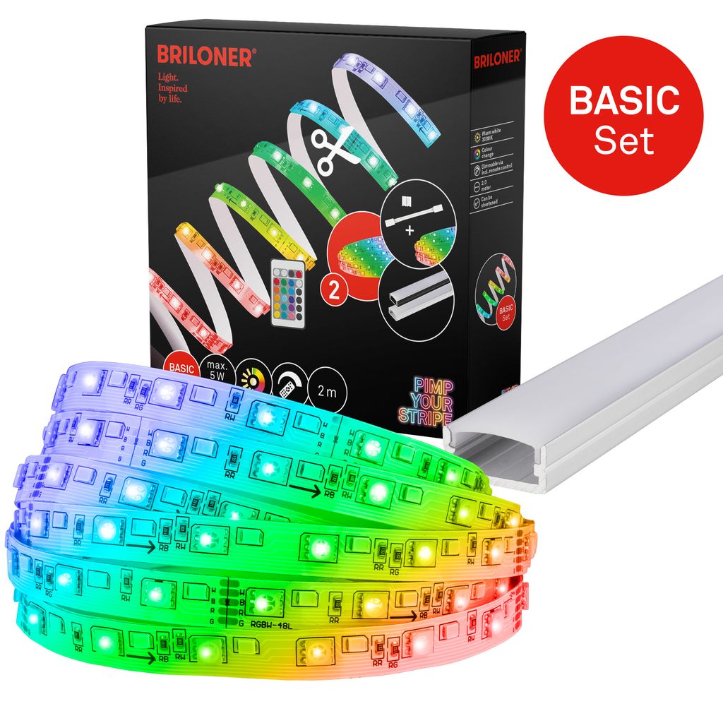 Pimp Your Stripe LED Strip 2m. RGBW mit FB + Alu-Profil silber 0