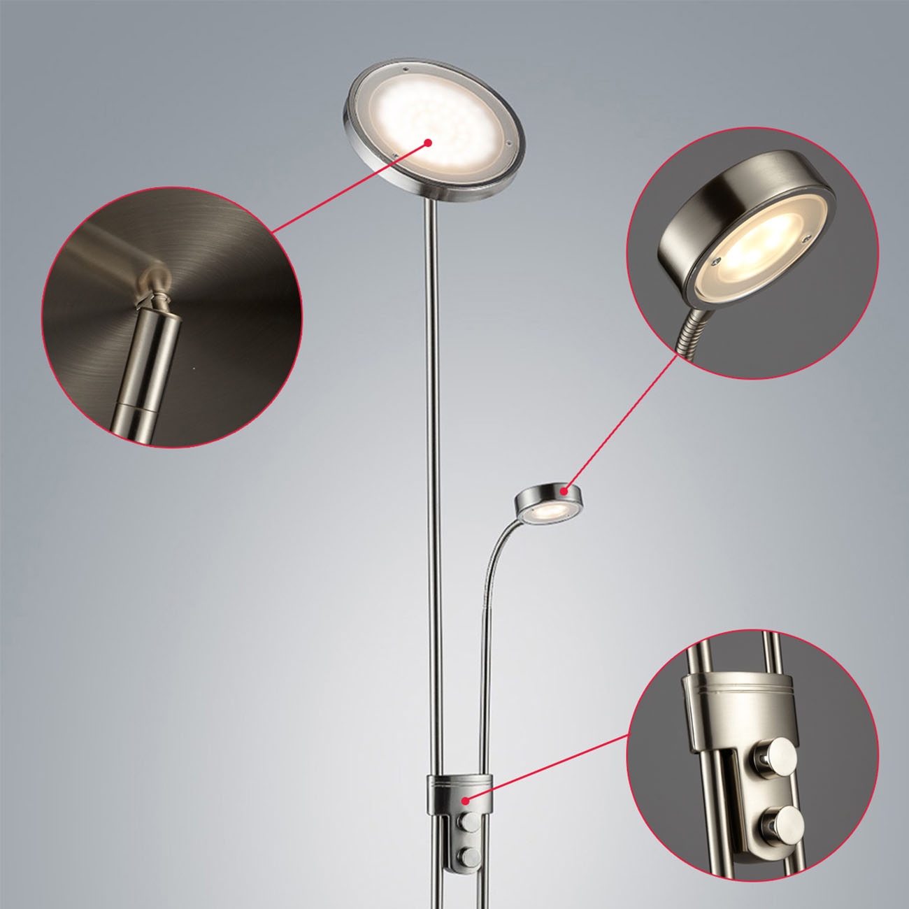 LED Stehleuchte Deckenfluter 2-flammig  - 4