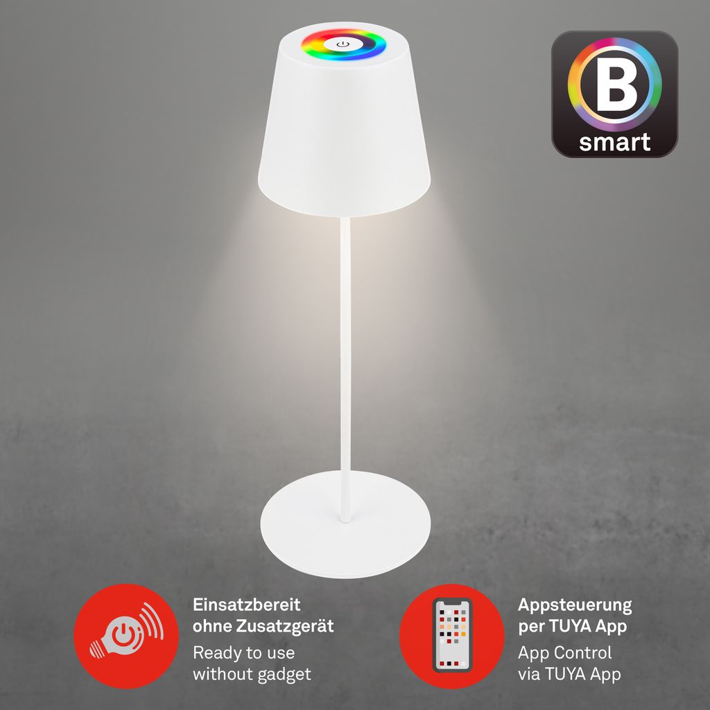 LED Akku-Tischlampe 36cm - kabellos. Smart. Dimmbar. 300 Lumen. 3.5W. 2700K warmweiß. weiß 4