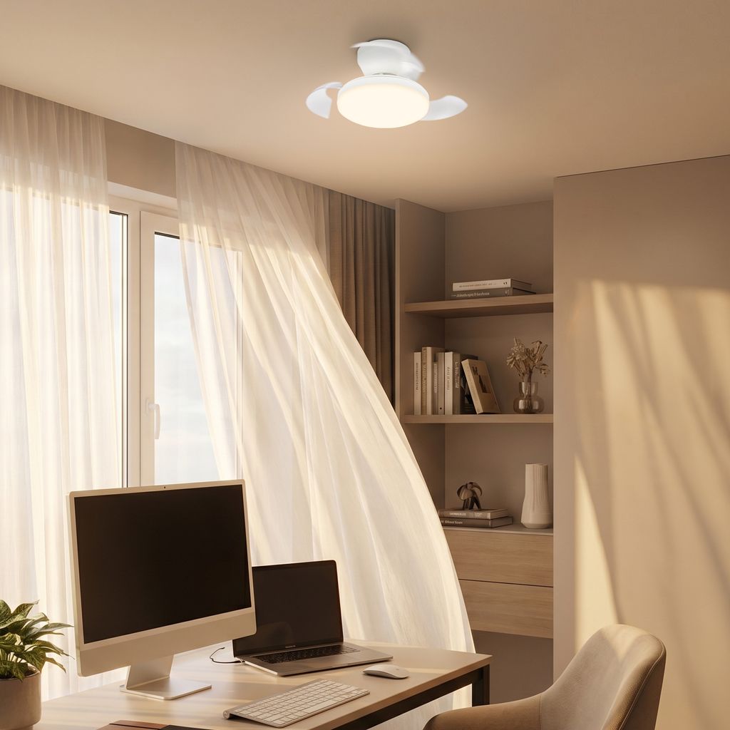 Ravan Deckenventilator mit Beleuchtung - 15W, 1750lm, 3 Geschwindkeiten, CCT, Dimmbar, Weiß