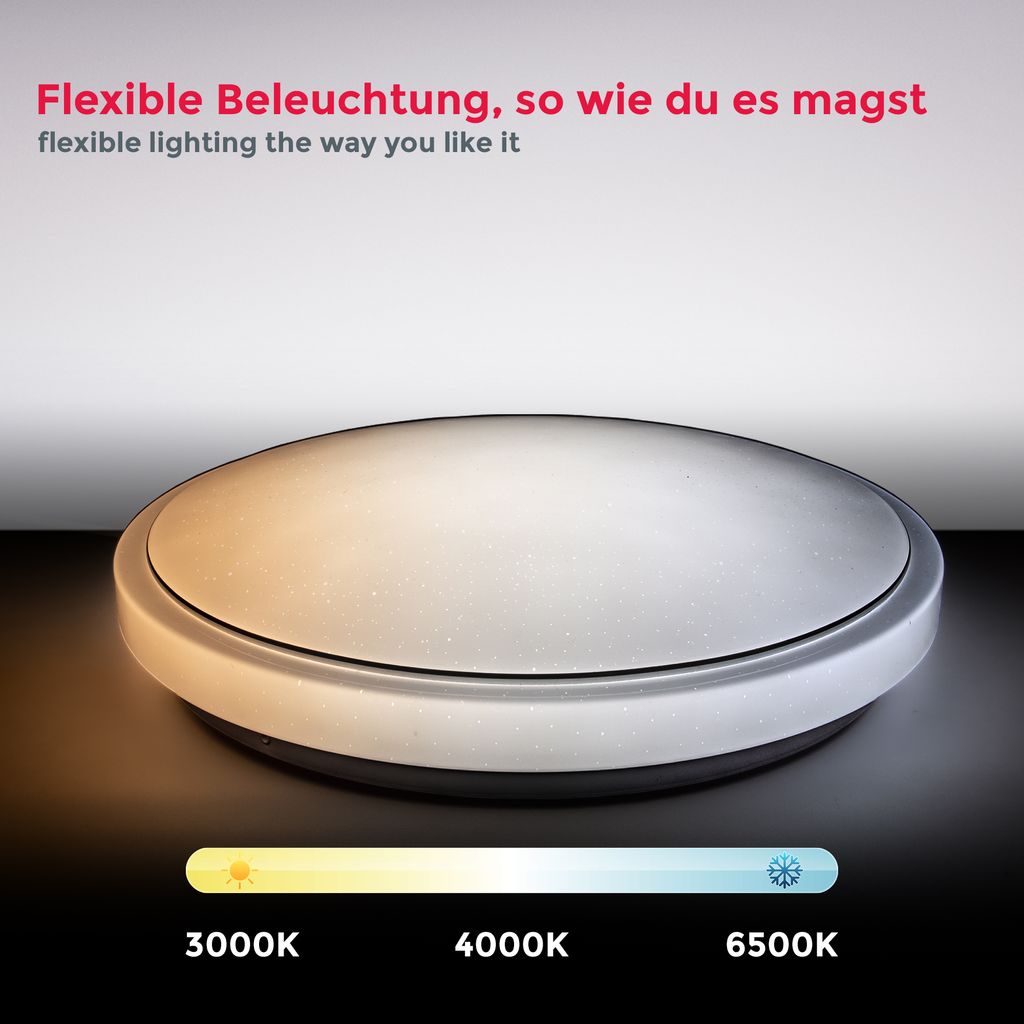 WiFi TUYA LED Deckenleuchte weiß Sternendekor 7