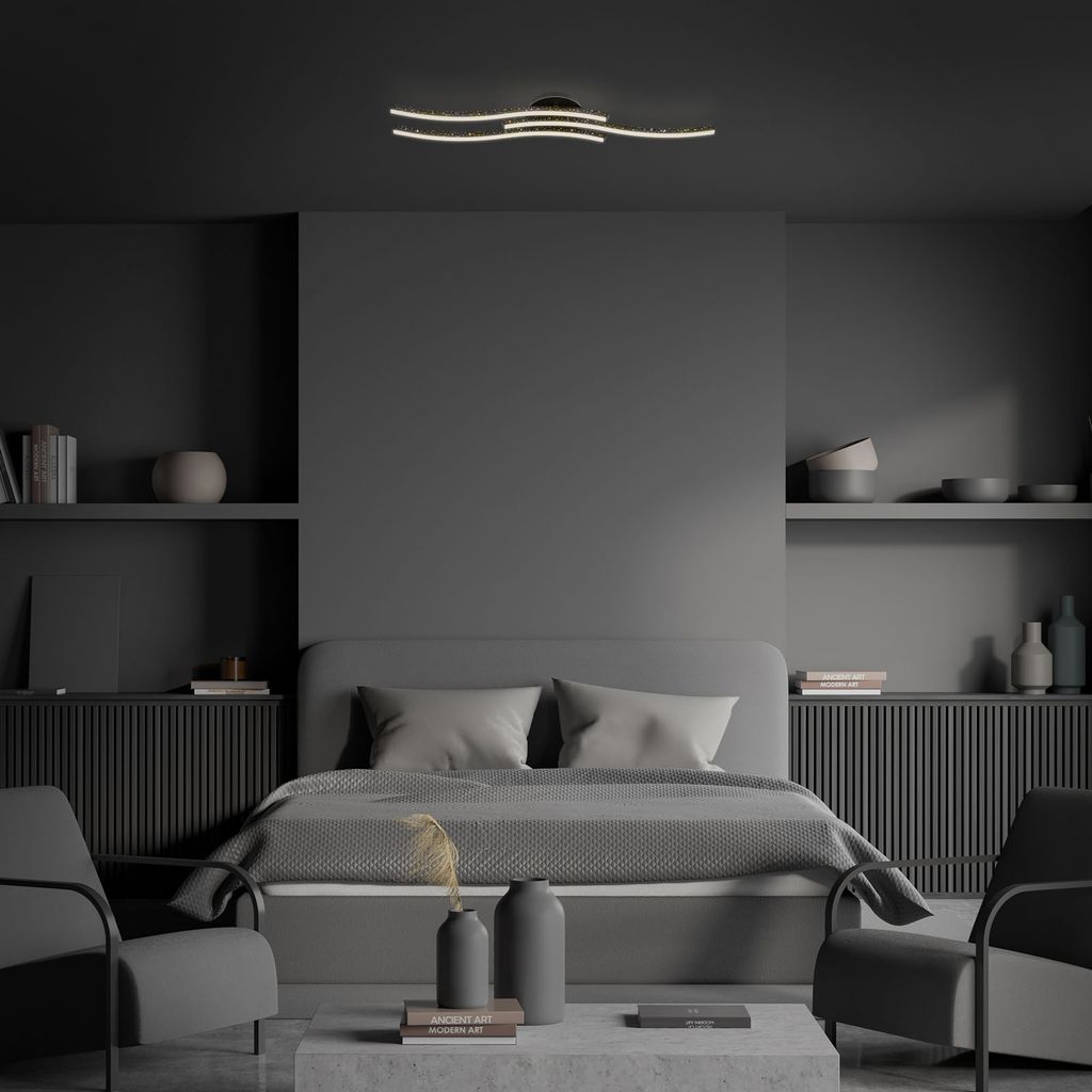 Briloner Leuchten REY - Wand-& Deckenleuchte - 3718035 - Glitzereffekt durch Laserlochoptik - 19W ? 2100 lm - Warmweiß 3000K - 80.5 x 15 x 10 cm 5