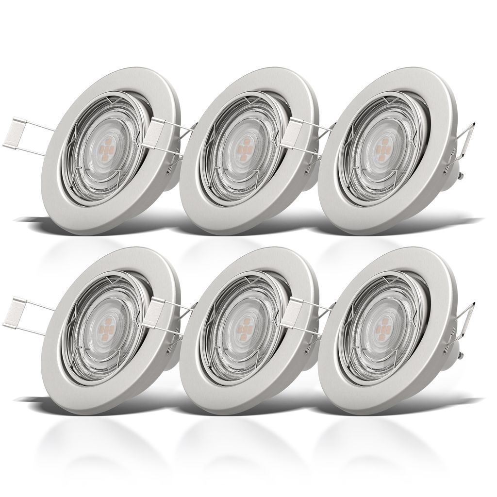 Einbaustrahler 68mm 3er Set - GU10. 5W. 400lm. LED. dimmbar. warmweiß. matt-nickel 0