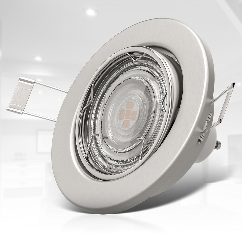 Einbaustrahler 68mm 3er Set - GU10. 5W. 400lm. LED. dimmbar. warmweiß. matt-nickel 7