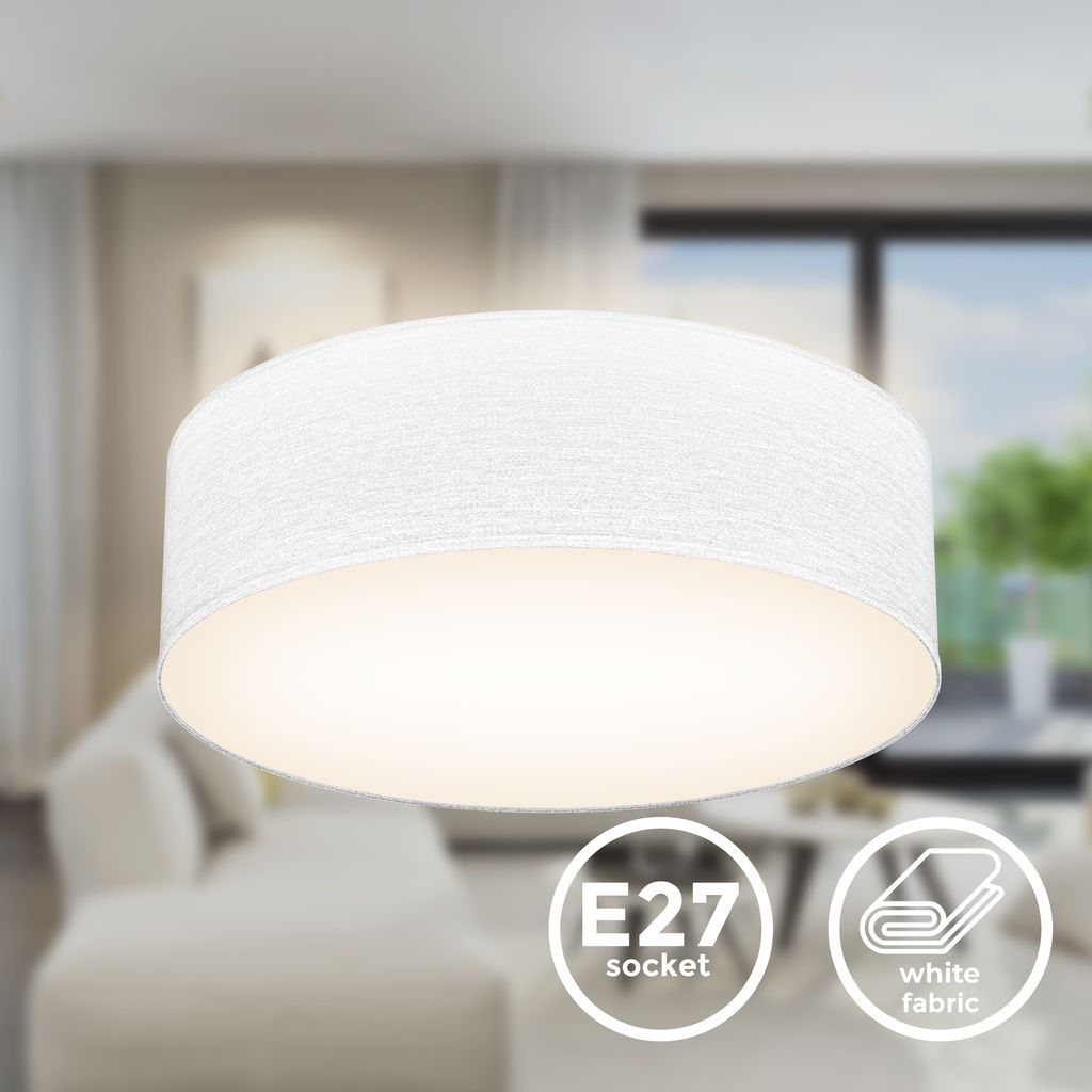 Deckenleuchte Ø30 cm - Stoffschirm. E27 Fassung. 1-flammig. weiß 8