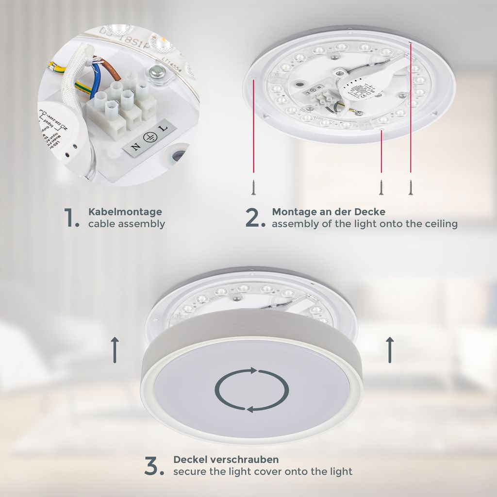 Deckenlampe Ø25 cm - 12W. 1200lm. LED. neutralweiß. weiß 2
