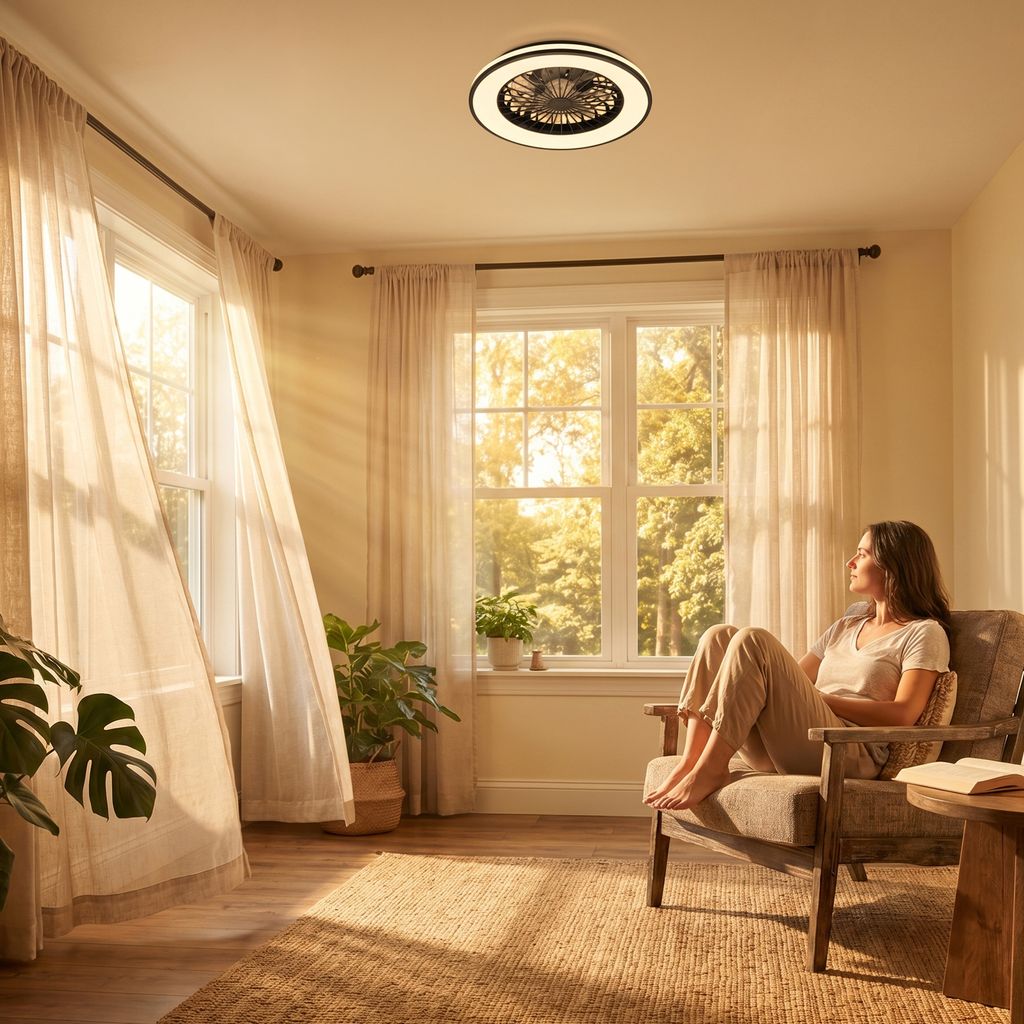 FANTUS LED Deckenleuchte mit Ventilator, 5 Geschwindigkeiten, Fernbedienung, CCT Funktion, Schwarz