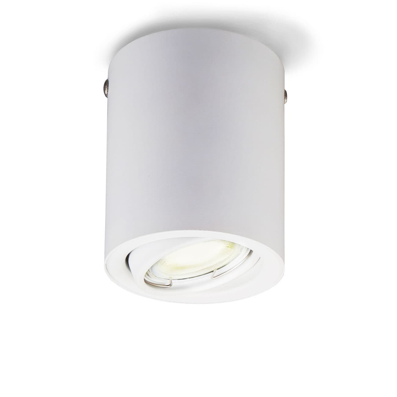 LED Deckenlampe rund 80x105mm - 1-flammig - Deckenleuchte Aufbauspot Flur Küche Bad GU10 5W 400lm 3000K warmweiß | weiß - 1